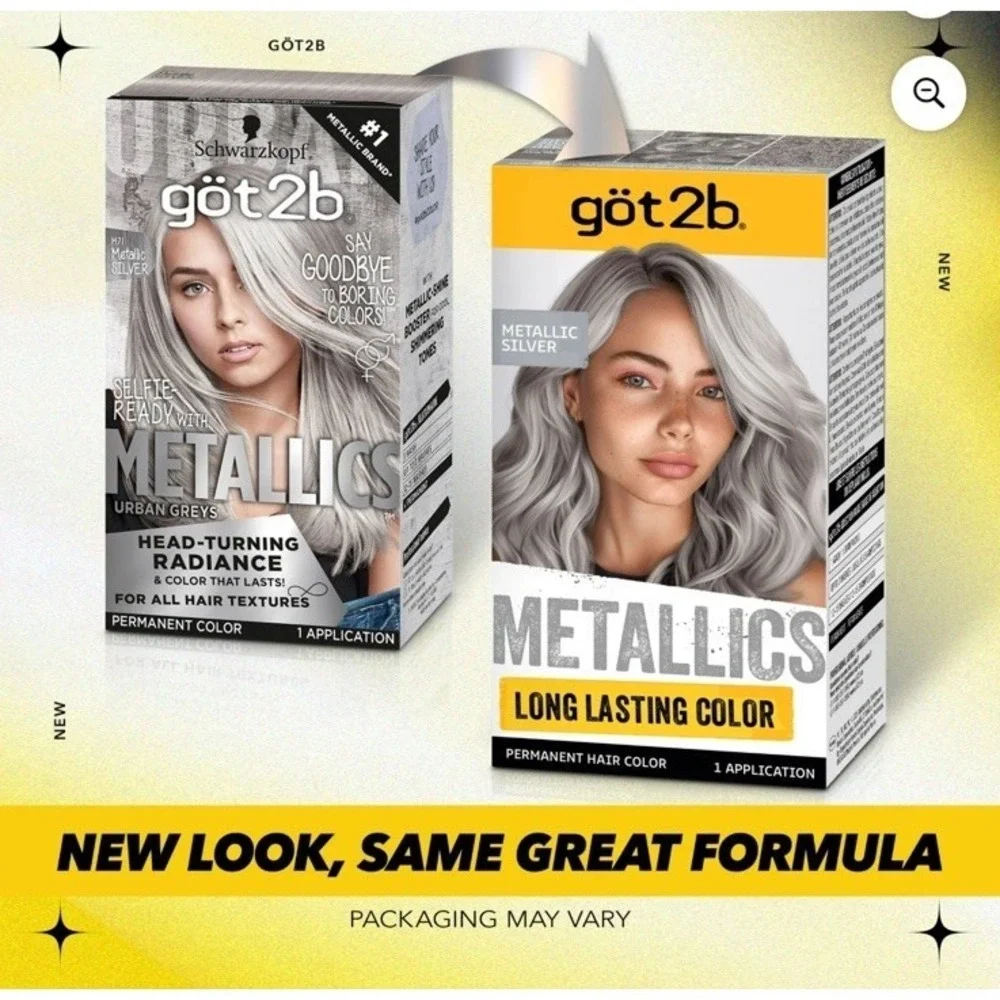 SCHWARZKOPF Got2b Metallics Permanent Hair Color M71 Metallic Silver--LOT OF 2